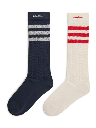 WB Crew High Sock - Cream White / Navy-[-Adidas x Wales Bonner-1