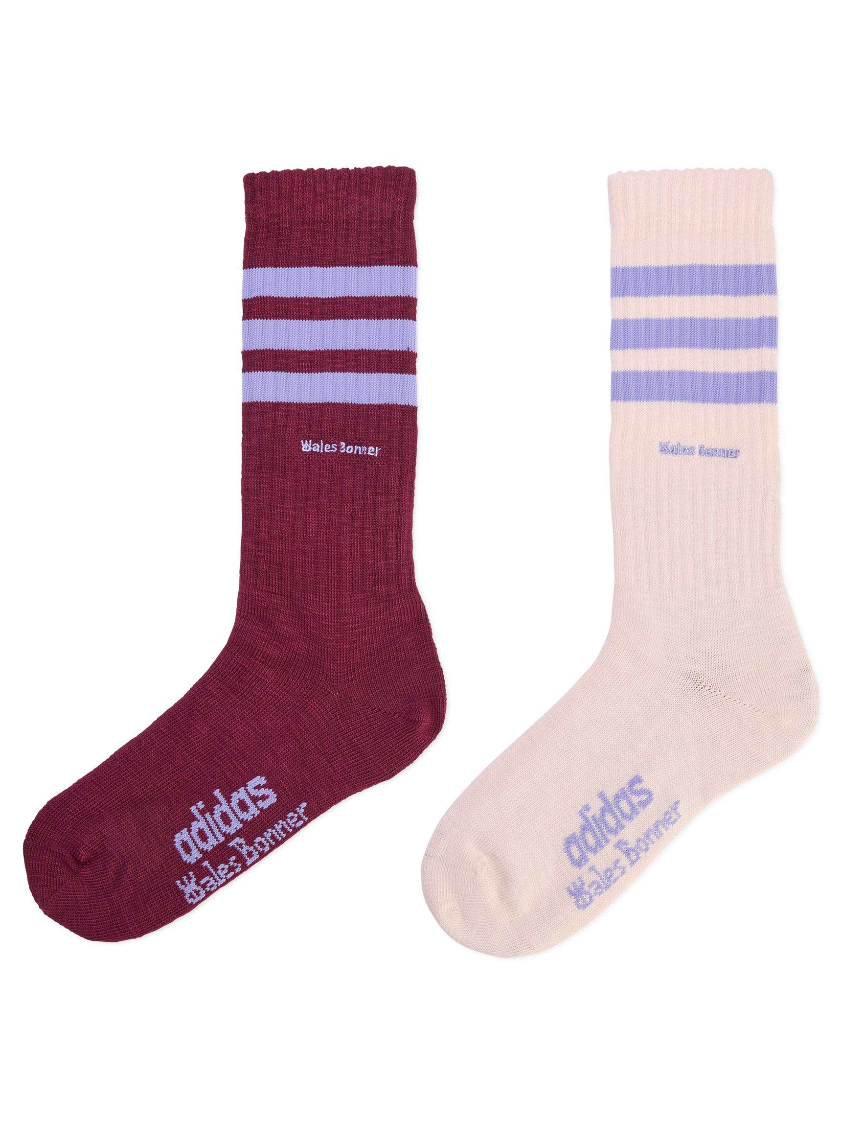 WB Three Stripes Socks - Maroon / Wonqua-[-Adidas x Wales Bonner-1