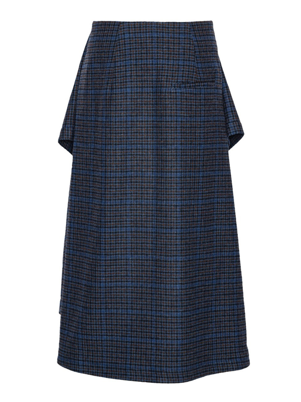 Blanket Skirt in Blue Wool Checks by Henrik Vibskov back view