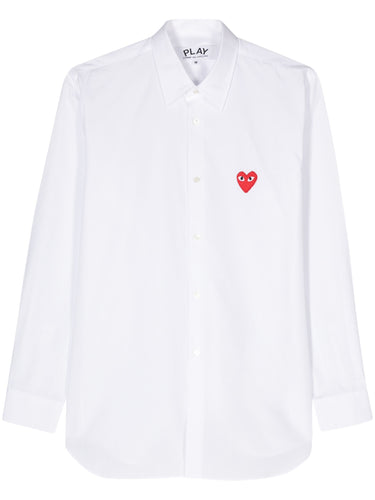 Unisex Long Sleeve Shirt Red Heart in White from Comme des Garçons Play