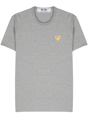 Unisex Short Sleeve Gold Heart in Grey from Comme des Garçons Play