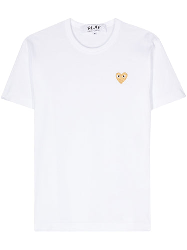 Unisex Short Sleeve Gold Heart in White from Comme des Garçons Play
