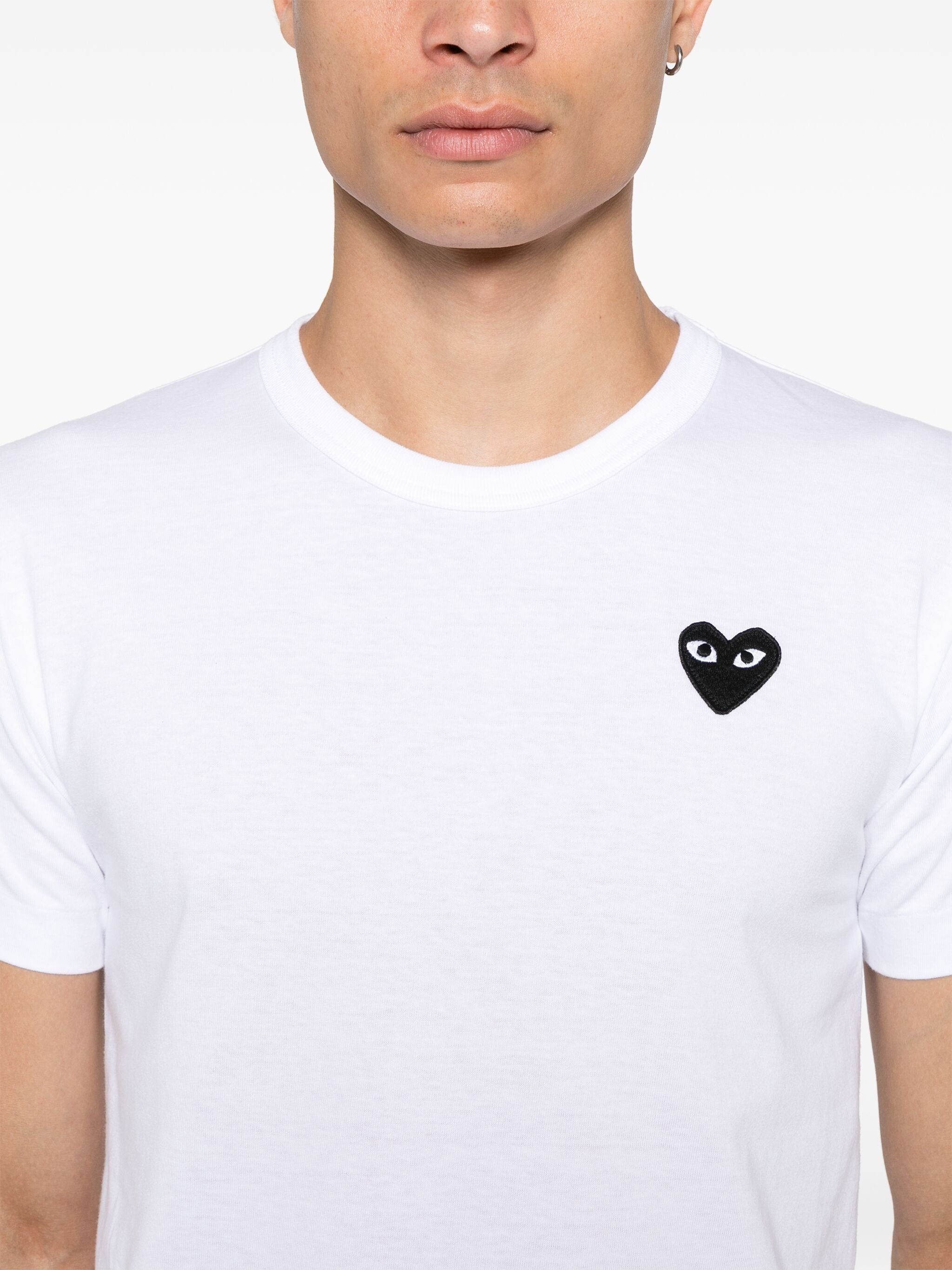 Unisex Short Sleeve T-Shirt Black Heart in White from Comme des Garçons Play