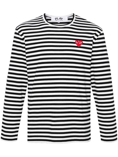 Unisex Striped Tee Red Heart in Black from Comme des Garçons Play
