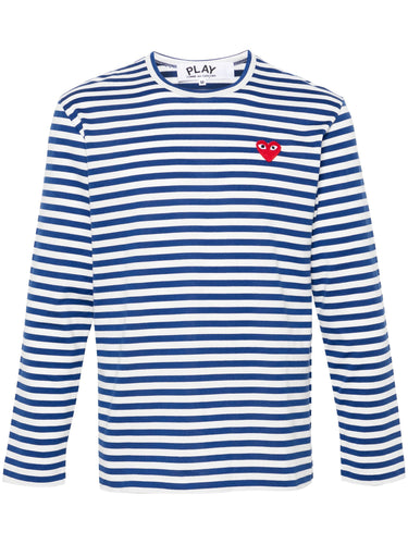 Unisex Striped Tee Red Heart in Navy from Comme des Garçons Play