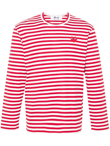 Unisex Striped Tee Red Heart in Red from Comme des Garçons Play
