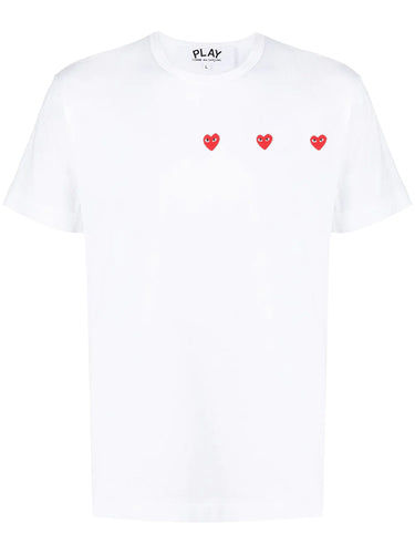 Unisex 3 Heart Short Sleeve T-shirt - White-[-Comme des Garçons Play-1