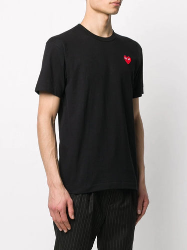 Unisex Short Sleeve T Shirt Red Heart - Black-[-Comme des Garçons Play-2