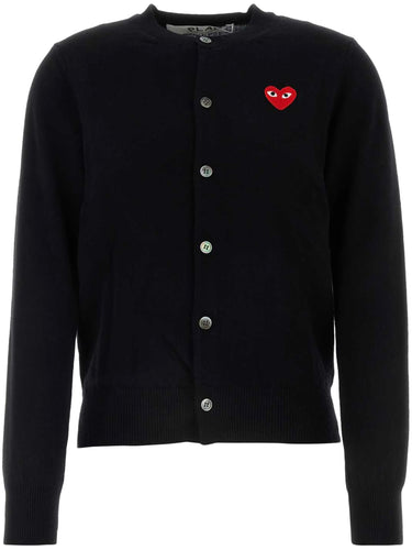 Round-Neck Cardigan Red Heart in Black from Comme des Garçons Play