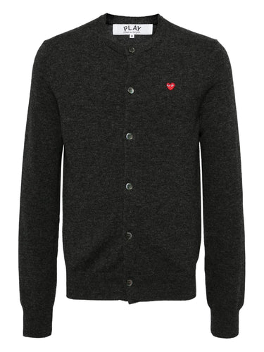 Unisex Cardigan Red Heart - Black-[-Comme des Garçons Play-1