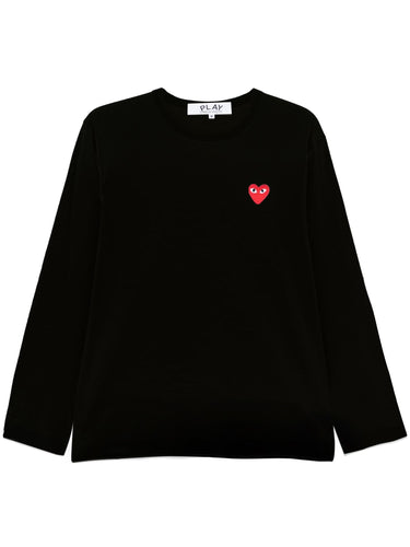 Unisex Long Sleeve Tee Red Heart in Black from Comme des Garçons Play