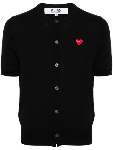 Unisex Round-Neck Cardigan Short-Sleeve in Black from Comme des Garçons Play
