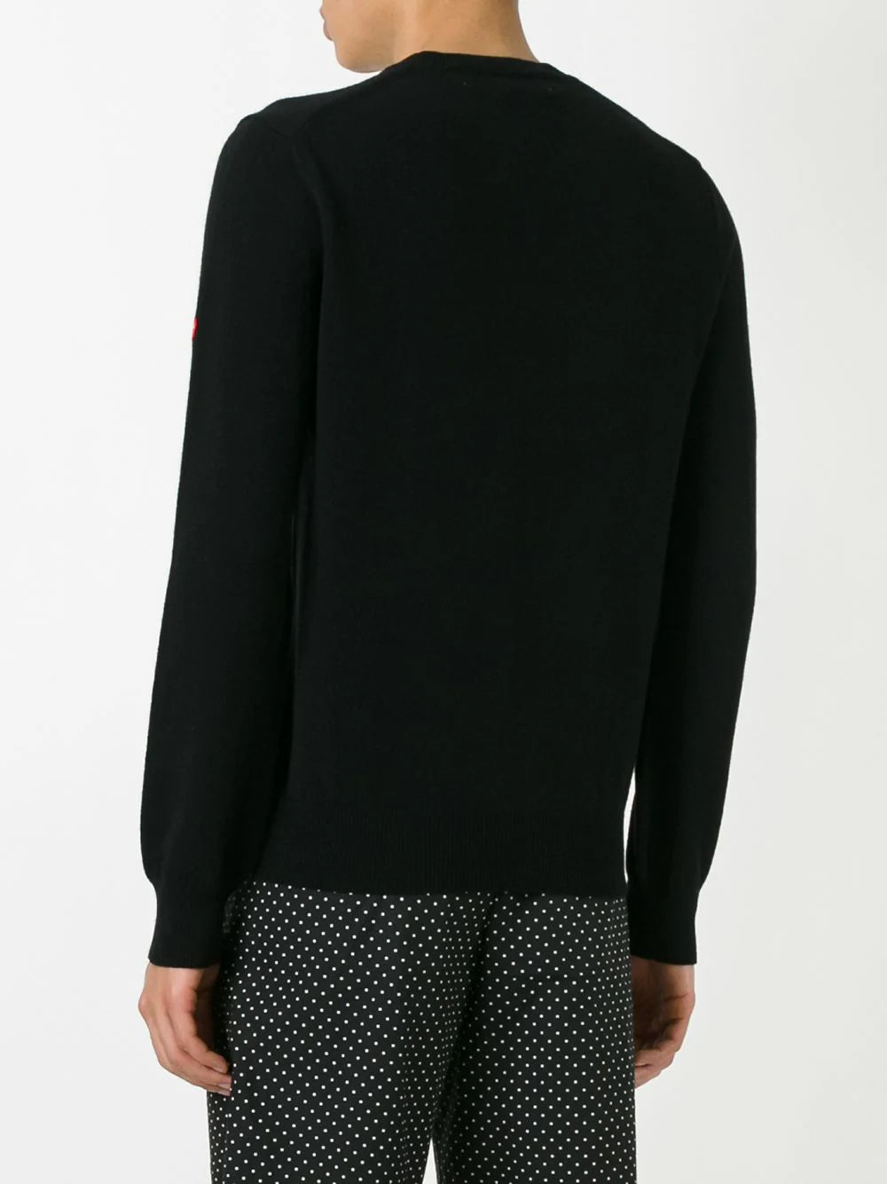 Comme Des Garçons │ Mens V-Neck Pullover in Black W/Small Red Heart