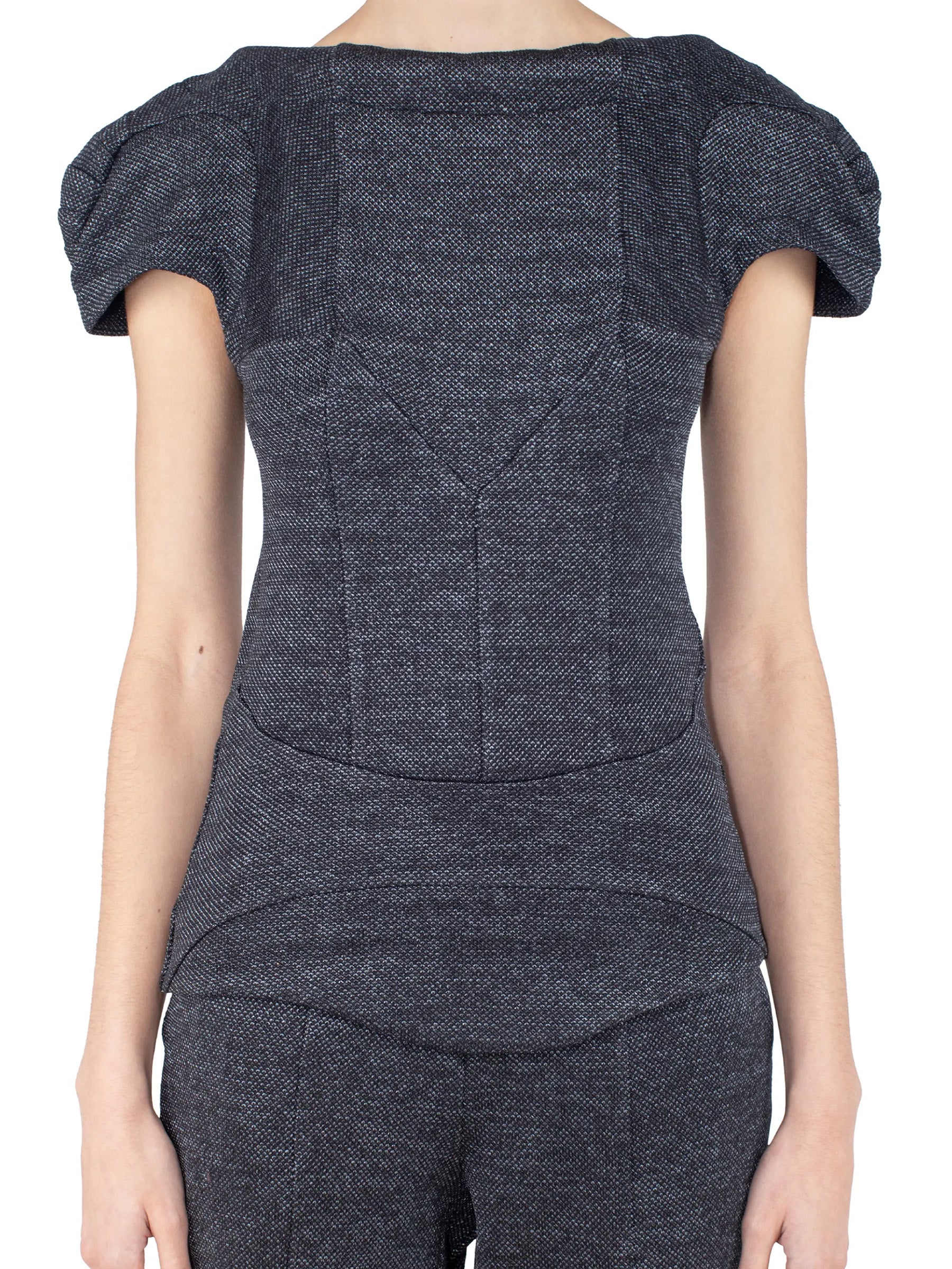Rear view of the Kiko Kostadinov Compass Jersey Top in Abyss Black.