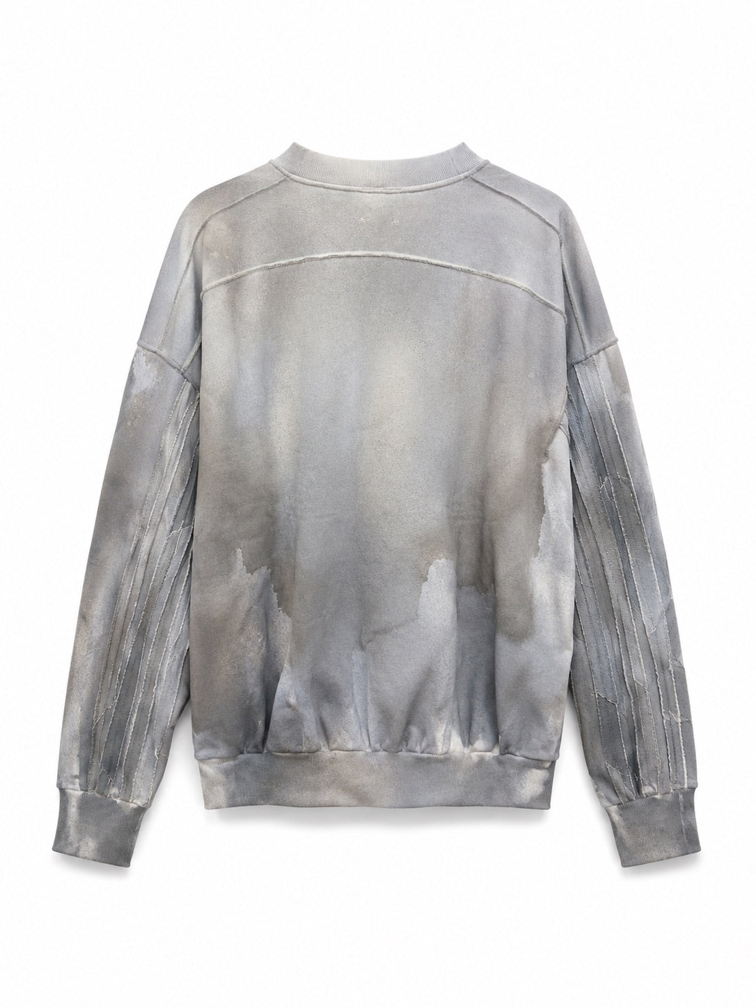 ShouShou Taipei Distressed Sweatshirt in Light Blue & Grey Tiedye back view