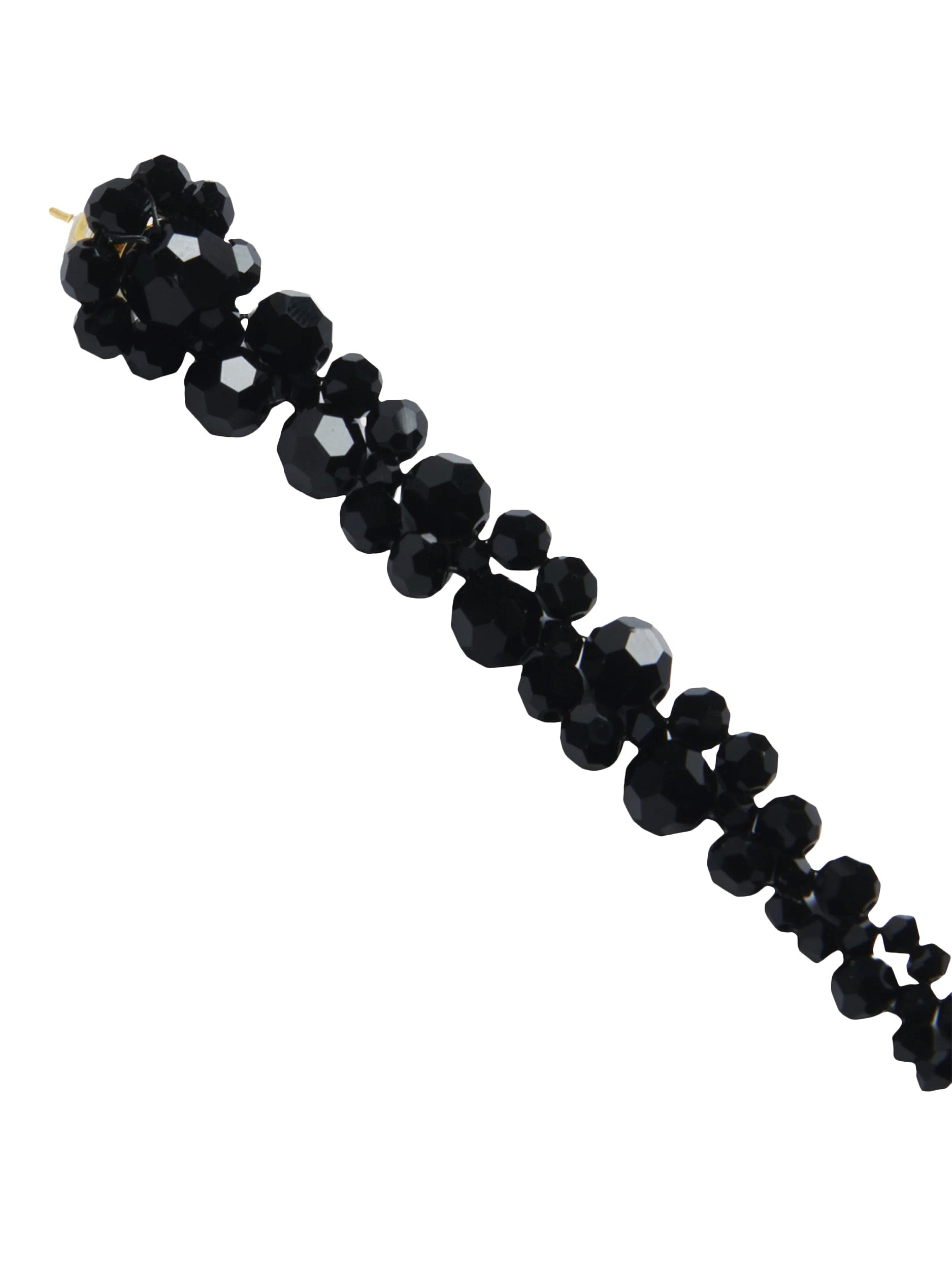 Simone Rocha Drip Earrings in Jet side view showing graduated crystal beads