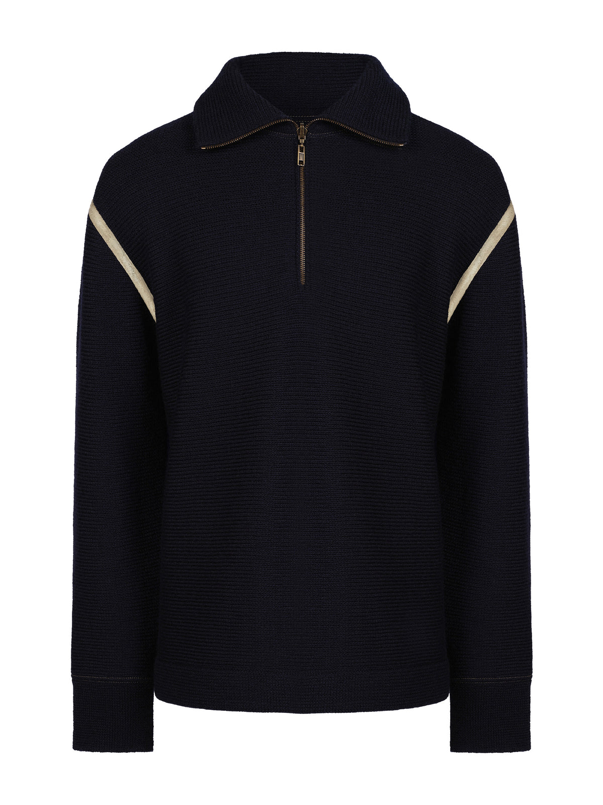 Maison Margiela Elbow Patch Quarter-zip Sweater in Navy front view