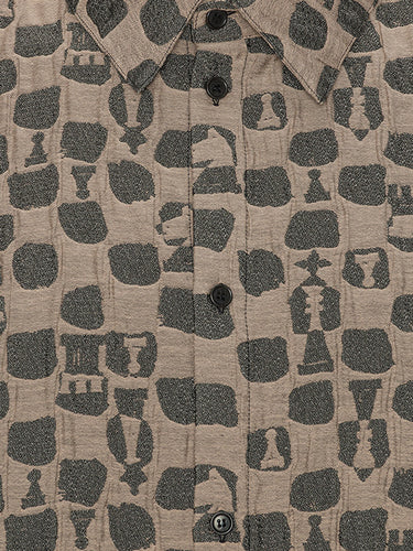 Henrik Vibskov Big shirt in brown black chess print - close-up