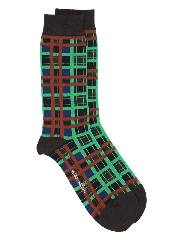 Checks Socks Homme in Checks Orange from Henrik Vibskov