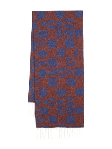 Henrik Vibskov - Chess Wool Scarf in Blue Orange Chess