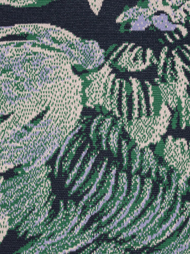 Close-up packshot of the Chicken T Knit in Chicken Navy from Henrik Vibskov Spring/Summer 2026 Studio Collection, highlighting the knit texture and detailed chicken motif.