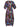 Front view of the Double Bass Dress in Space Chickens, showing the multicolour abstract chicken-and-space print, round neck, wide elbow-length sleeves, and hourglass silhouette.