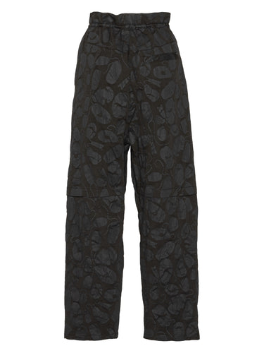 Back view of the Drawstring Pants in Black Amulets, showing the straight-leg silhouette and overall black amulets pattern.