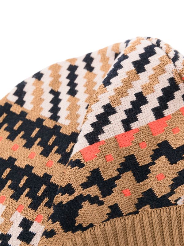 Dusk Knit Balaclava - Orange Mixed Checks-[-Henrik Vibskov-3