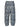 Front view of the Henrik Vibskov Eclipse Pants in Henrik Doodle, showing grey-blue fabric with white embroidered doodles, elastic waistband, side pockets, and wide-leg silhouette.