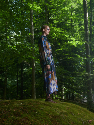 Exhale Parka in Multi Brush Drips from Henrik Vibskov