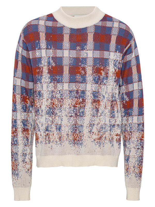 Henrik Vibskov │ Faded Knit Jumper in Blurry Grey Red Check