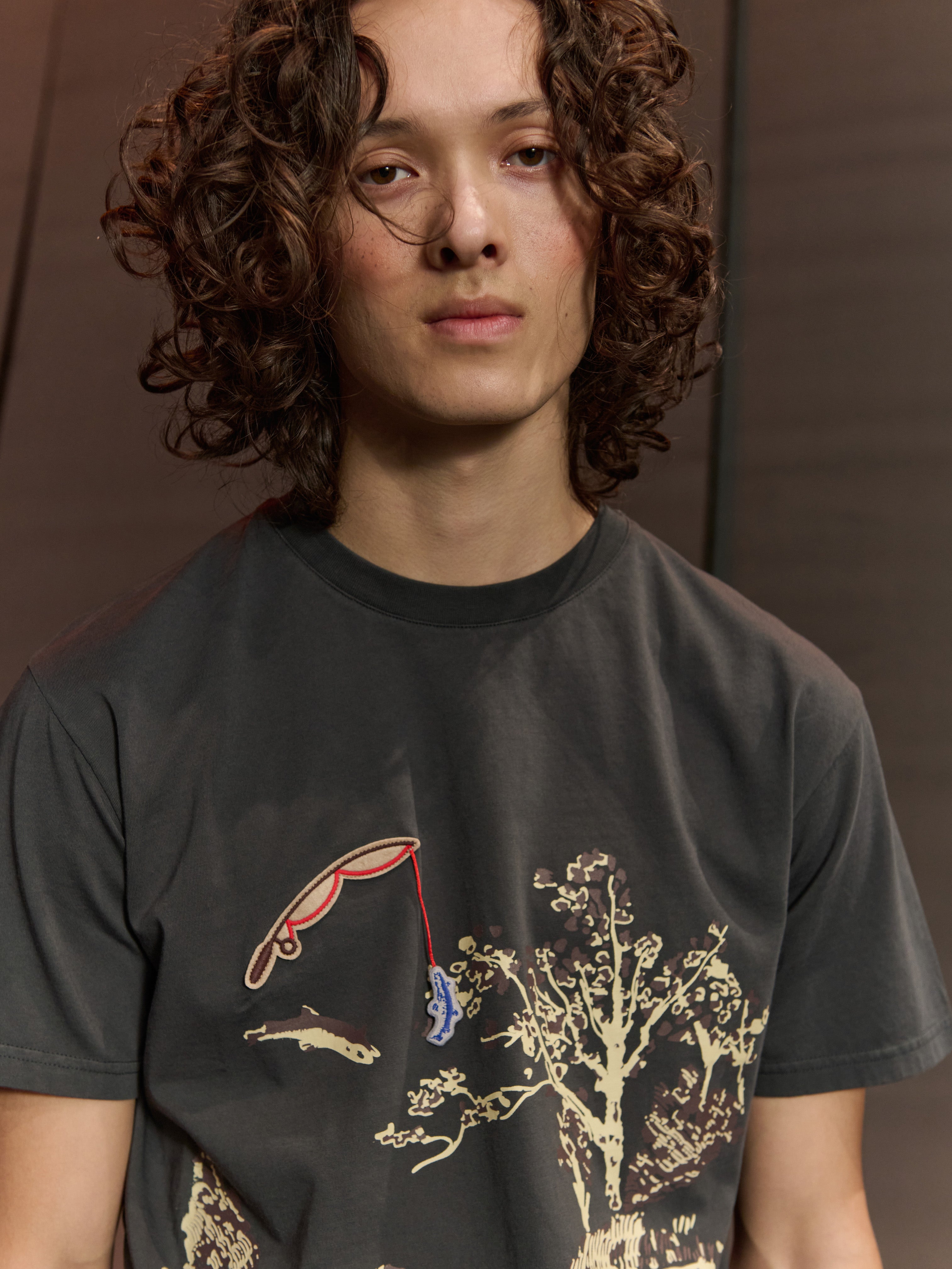 Fishing Rod Tee in Dark Shadow from Henrik Vibskov