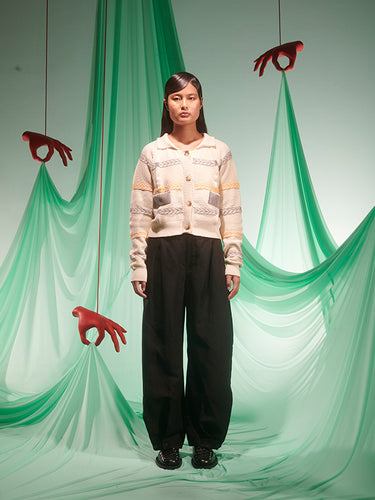 New Stitch Cardigan in Beige Mixed Black from Henrik Vibskov