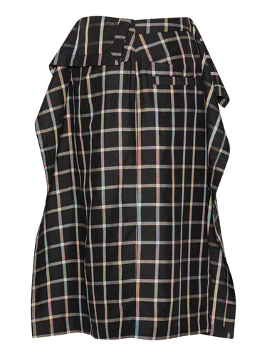 Back view of the Henrik Vibskov Ocu Skirt in Black Checks, showing the straight hem and overall silhouette.