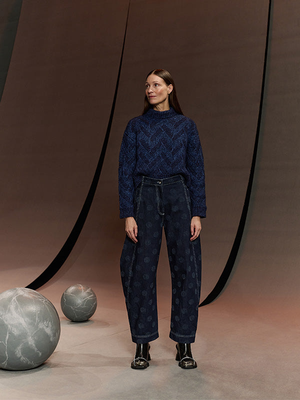 Post Denim Pants in Needle Punch Dots from Henrik Vibskov