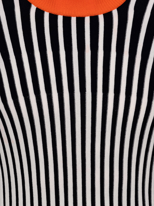 Henrik Vibskov Ribs Knit Roundneck in black, white, and orange stripes - 5