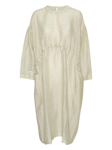 Beige-grey dress with long sleeves from Henrik Vibskov on a white background