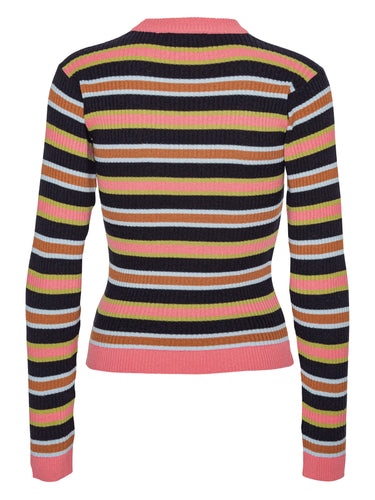 Back view of multicolored striped sweater from Henrik Vibskov on a white background