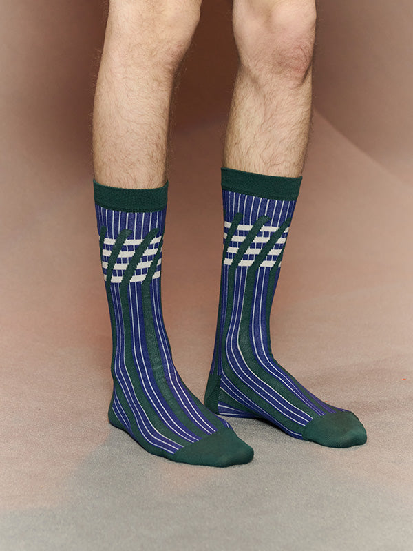 Stripes Socks Homme in Stripes Green from Henrik Vibskov