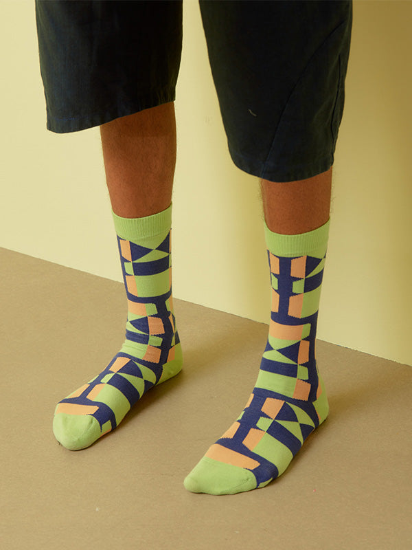 Henrik Vibskov - Unfolded socks homme in Green Sunset Fold - 2