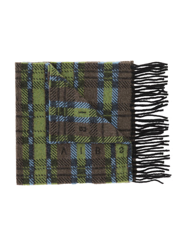 Plaid scarf with fringes from Henrik Vibskov on a white background