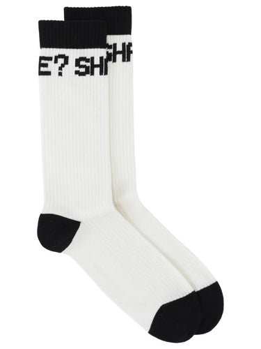 Cypher Sport Socks Homme - White Black Shall We-[-Henrik Vibskov-1