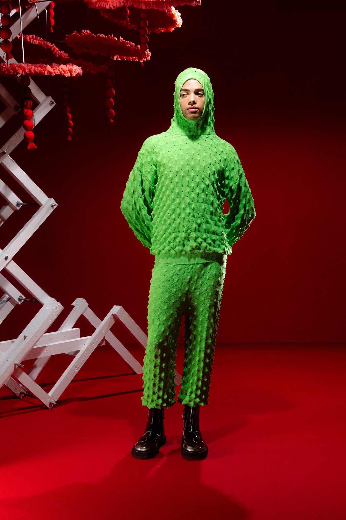 Henrik Vibskov Transparent Spike Kint Pant in Green Spike