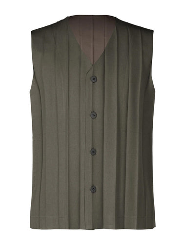 Dark brown vest with buttons front Homme Plissé Issey Miyake on a white background