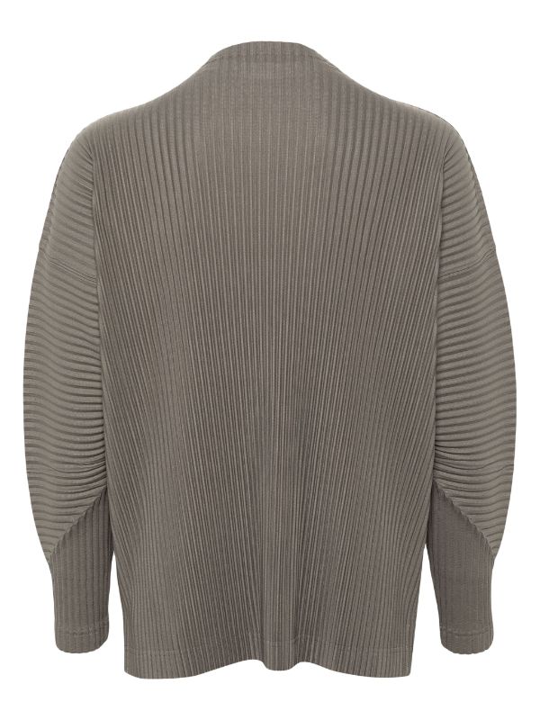 Homme Plisse Issey Miyake - mock neck pleated long sleeve shirt in bronze gray - 2