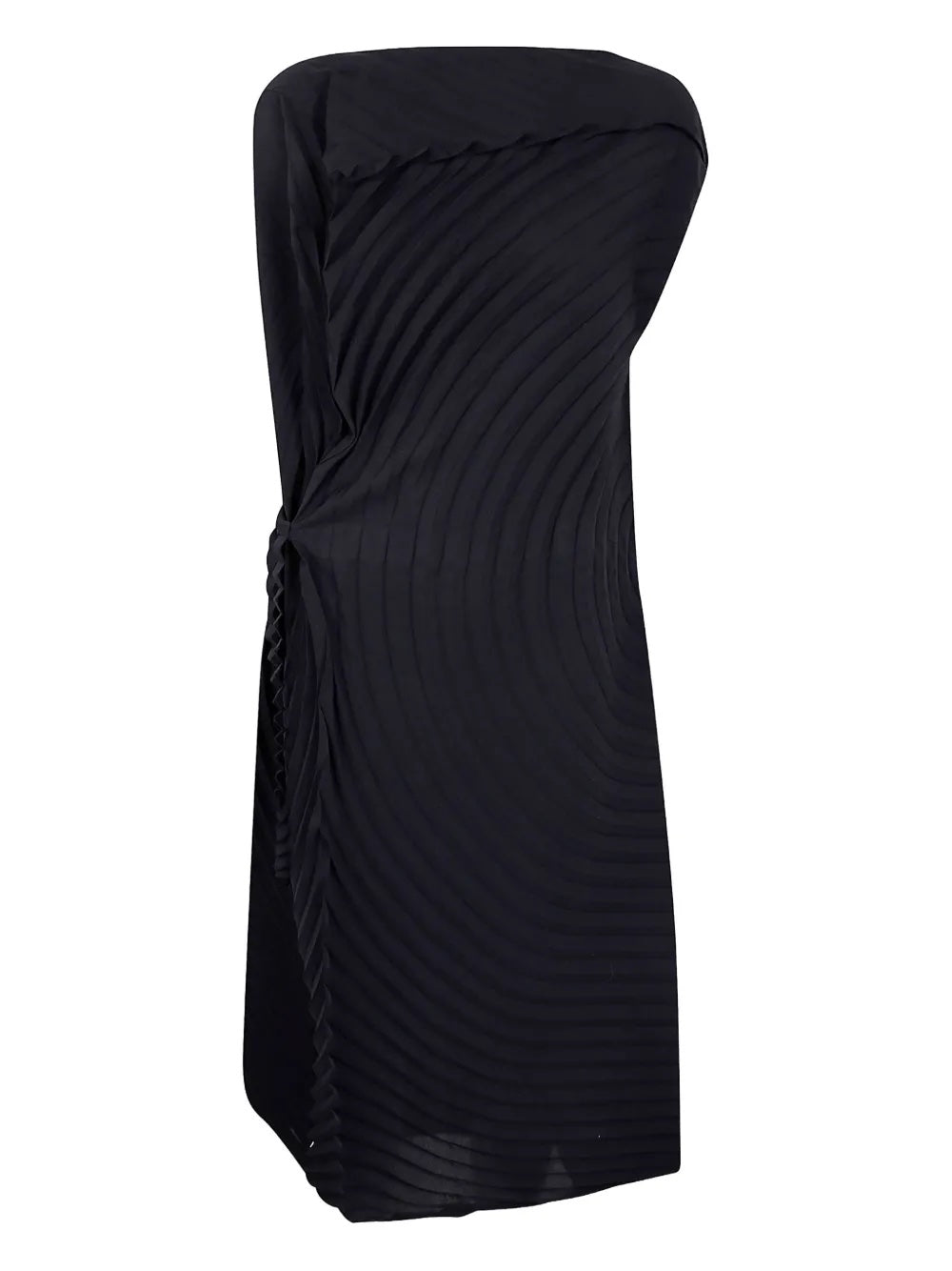 August AW25 Paper Bag Pleats Dress - Black-[-Issey Miyake Mainline-1