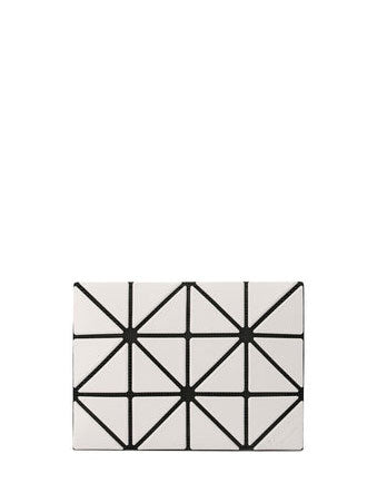 BAO BAO ISSEY MIYAKE September AW26 Card Case Matte in Light Gray shown from the front, featuring a compact rectangular shape with signature triangular panels outlined in black and a matte finish.