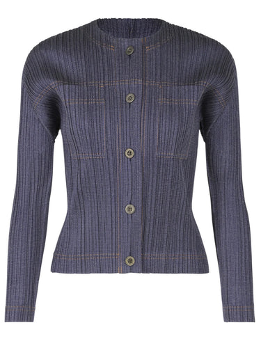Cotton Denim Blouson in Blue from Pleats Please Issey Miyake