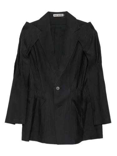 Black blazer from Issey Miyake on a white background