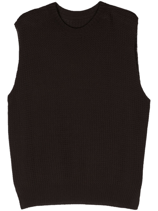 Issey Miyake Homme Plissé - common knit vest in brown - 1